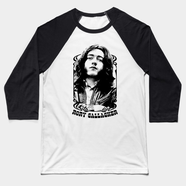 Rory Gallagher / Vintage Look Fanart Design Baseball T-Shirt by DankFutura